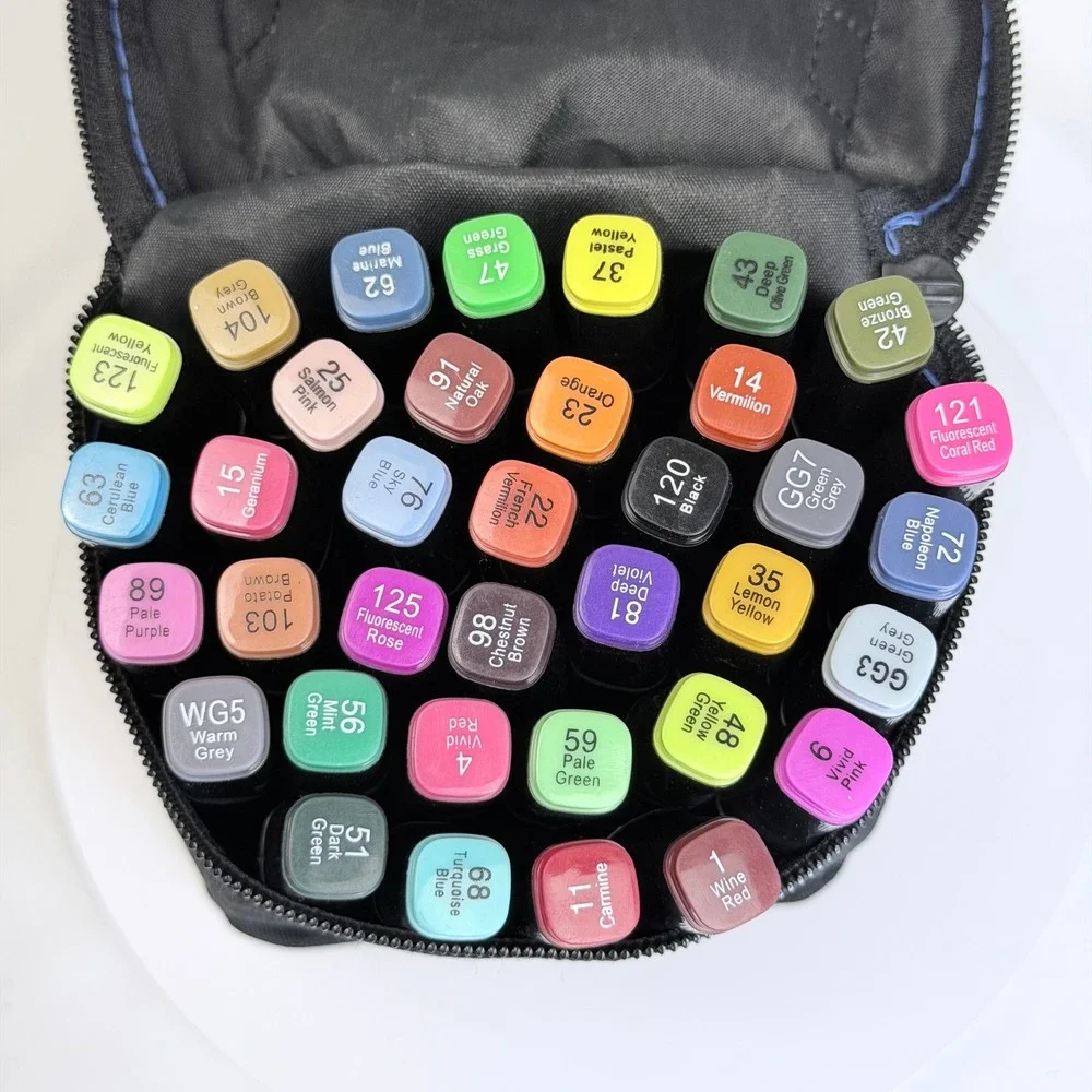 Touch 36 Piece Alcohol Marker Set with Zippered Carrying Case Dual Tip Art Pens